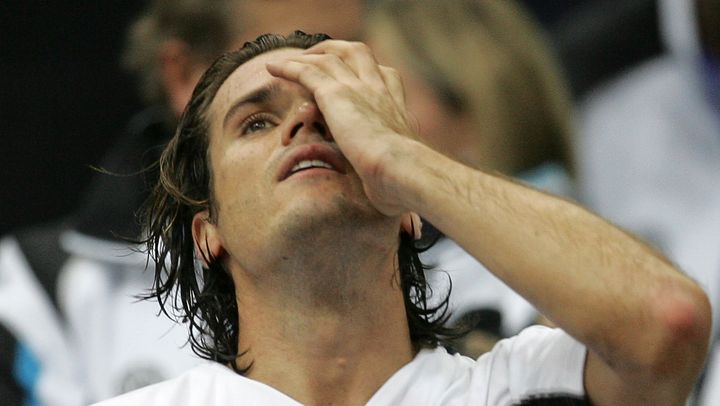 Le joueur allemand Tommy Haas lors de la demi-finale de Coupe Davis contre la Russie, &agrave; Moscou, le 21 septembre 2007. (MAXIM MARMUR / AFP)