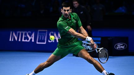 Novak Djokovic lors du Masters 2022, le 14 novembre 2022. (MARCO BERTORELLO / AFP)