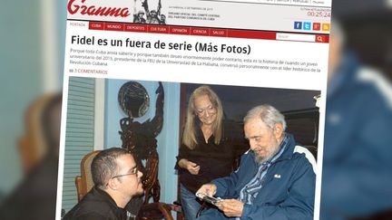 Une photo de Fidel Castro publi&eacute;e &agrave; la une du site cubain Granma, le 2 f&eacute;vrier 2015. (GRANMA / FRANCETV INFO)