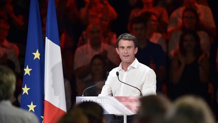 Le Premier ministre Manuel Valls lors d'un meeting à Colomiers (Haute-Garronne), le 29 août 2016. (PASCAL PAVANI / AFP)