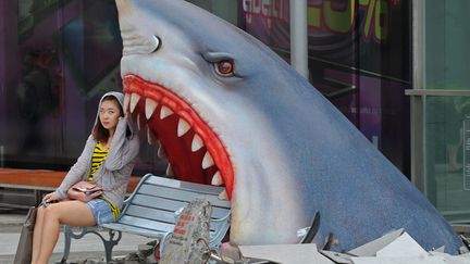 Une touriste est assise sur un banc dans un centre commercial &agrave; Bangkok (Tha&iuml;lande), le 9 juillet 2012. (PORNCHAI KITTIWONGSAKUL / AFP)