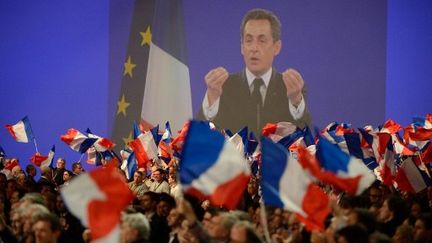 Nicolas Sarkozy prononce un discours, à Villepinte, le 11 mars 2012. (AFP)