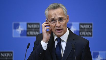 Le secrétaire général de l'OTAN Jens Stoltenberg, le 16 novembre 2022. (JOHN THYS / AFP)