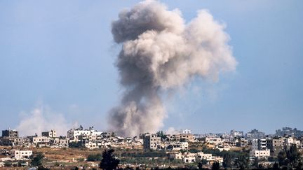 Smoke from an explosion rises in the Gaza Strip, May 13, 2024. (JACK GUEZ / AFP)