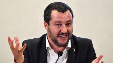 Matteo Salvini, ministre italien de l'Intérieur, lors d'une conférence de presse, le 5 juillet 2018, à Rome. (ANDREAS SOLARO / AFP)