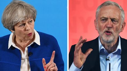 La Première ministre britannique, Theresa May, et son rival travailliste, Jeremy Corbyn. (AFP)