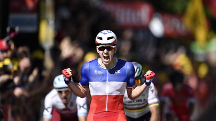 Première victoire sur le Tour de France pour Arnaud Démare (JEFF PACHOUD / AFP)