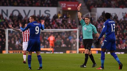 Expulsé contre Stoke, Vardy a été suspendu trois matchs par la fédération. (PAUL ELLIS / AFP)