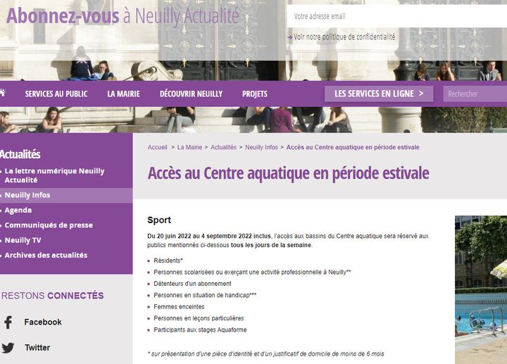 Capture écran site internet ville de Neuilly-sur-Seine (Capture écran site internet ville de Neuilly-sur-Seine)