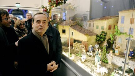 Robert Ménard à l'inauguration de sa crèche de Noël le 4 décembre 2017 à Béziers (Hérault).&nbsp; (MAXPPP)