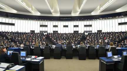 L'hémicycle du Parlement européen, le 16 janvier 2019, à Paris.&nbsp; (ALEXEY VITVITSKY / AFP)