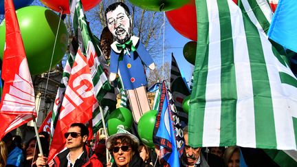 Manifestation à Rome contre la politique économique du gouvernement italien le 9 février 2019. (ANDREAS SOLARO / AFP)