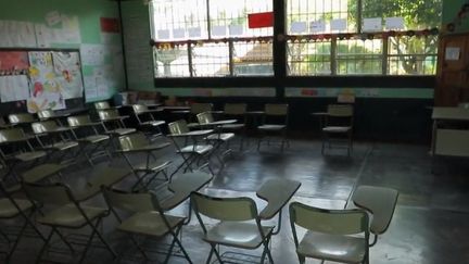 L'école de Chanmagua,&nbsp;à l'extrême sud du Guatemala a perdu environ 40% de ses élèves. Beaucoup ont pris la route pour les États-Unis.&nbsp; (FRANCE 2)