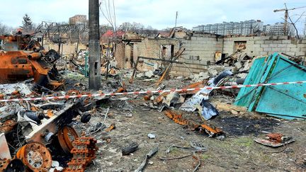 La ville de&nbsp;Boutcha (Ukraine) en ruines, le 4 avril 2022. (THIBAULT LEFEVRE / RADIO FRANCE)