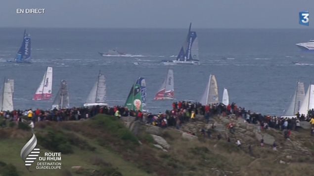 &nbsp; (Le départ des concurrents de la Route du Rhum © Capture d'écran France 3)