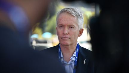 Le&nbsp;patron de l'Open d'Australie, Craig Tiley, le 12 février 2021, à Melbourne.&nbsp; (SAEED KHAN / AFP)