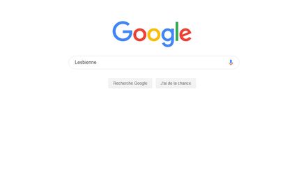 Le terme "lesbienne" entré dans la barre de recherche de Google (capture d'écran). (GOOGLE)