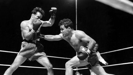 Jake La Motta (à droite) face à Marcel Cerdan, le 16 juin 1949 à Detroit (USA)
 (AP / Sipa)