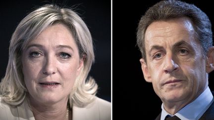 Montage datant de 2012 de Marine Le Pen et Nicolas Sarkozy. (DSK / AFP)