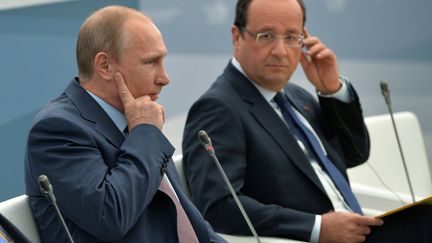 Vladimir Poutine et Fran&ccedil;ois Hollande, lors du G20 de Saint-Petersbourg (Russie), le 6 septembre 2013. (ILIYA PITALEV / G20RUSSIA / AFP)