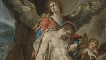 "Le Christ mort soutenu par les anges" de Bartholomeus Spranger, offert par le marchand d'art Bob Haboldt au Rijksmuseum d'Amsterdam en hommage aux victimes du Covid-19 (détail) (CAROLA VAN WIJK / RIJKSMUSEUM / AFP)