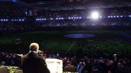 Le président turc, Recep Tayyip Erdogan, prononce un discours lors de l'inauguration du stade de Trabzon (nord) le 18 décembre 2016. Un nouveau grand projet immobilier... ( AFP - ANADOLU AGENCY - KAYHAN OZER)