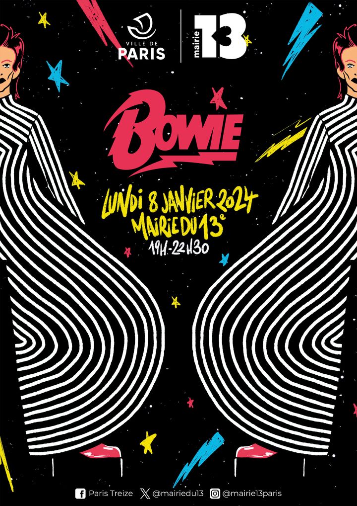 L'affiche de la soirée consacrée à David Bowie à la mairie du 13e arrondissement de Paris le lundi 8 janvier 2024. (MAIRIE DU 13E)