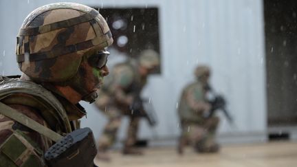 Des soldats participent à un exercice militaire, près d'Orléans le 25 mai 2018. Photo d'illustration. (GUILLAUME SOUVANT / AFP)