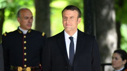 Le nouveau président de la République Emmanuel Macron lors de la commémoration de l'abolition de l'esclavage, aux jardins du Luxembourg à Paris, le 10 mai 2017. (PHILIP ROCK / AFP)