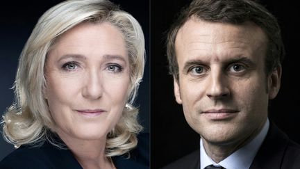 Marine Le Pen, Rassemblement national (à gauche) et Emmanuel Macron, La République en marche (à droite), les deux finalistes pour l'élection présidentielle de 2022. (JOEL SAGET / AFP)