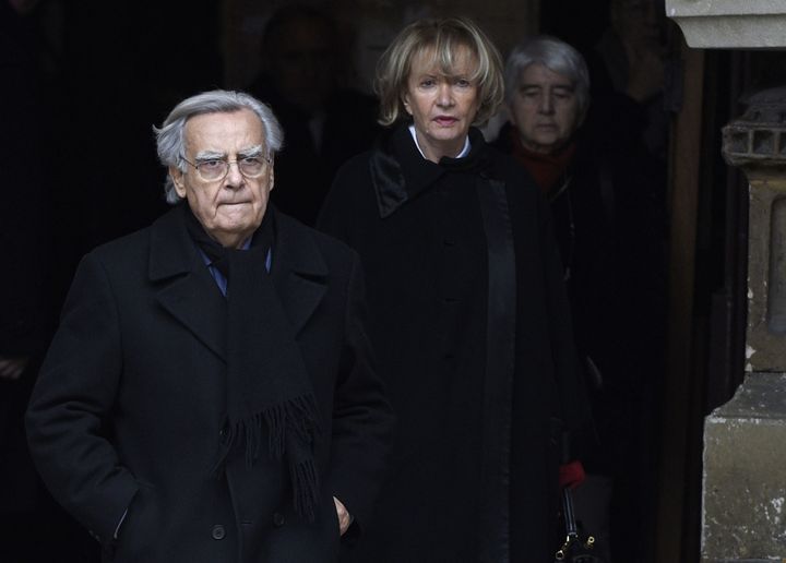 Bernard Pivot et Eve Ruggieri aux obsèques de Jacques Chancel à Saint-Germain-des-Prés (6 janvier 2015)
 (Martin Bureau / AFP)