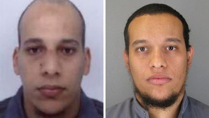 Les deux auteurs de l'attentat contre "Charlie Hebdo",&nbsp;Ch&eacute;rif (&agrave; gauche) et Sa&iuml;d Kouachi (&agrave; droite), sur des photos publi&eacute;es le 8 janvier 2015. (POLICE FRANCAISE / AFP)