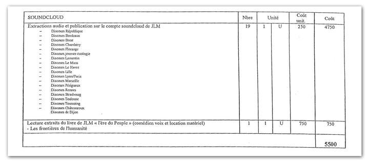 Extrait d’une facture de Mediascop. (RADIO FRANCE)