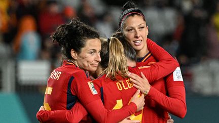 La célébration de Jennifer Hermoso, double buteuse contre la Zambie. (SAEED KHAN / AFP)