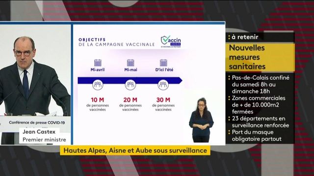 Covid-19 : Jean Castex promet que 20 millions d'adultes seront vaccinées d'ici mi-mai