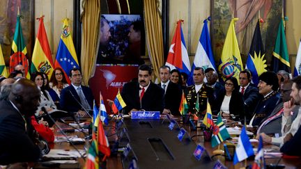 Le président du Venezuela, Nicolas Maduro, le 5 mars 2017, lors du sommet de l'Alba à Caracas (Venezuela). (FEDERICO PARRA / AFP)