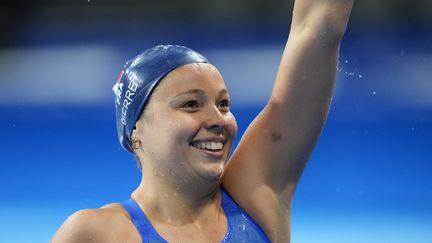 La paranageuse Emeline Pierre sur le 100 m nage libre S10 des Jeux paralympiques de Paris, le 1er septembre 2024. (CEDRIC LECOCQ / AFP)