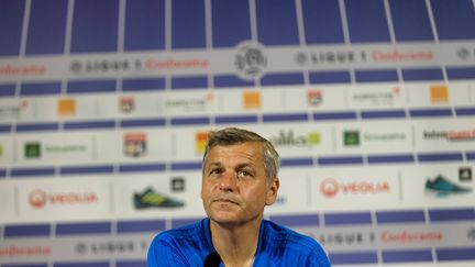 Le coach de l'OL, Bruno Genesio, en conférence de presse.