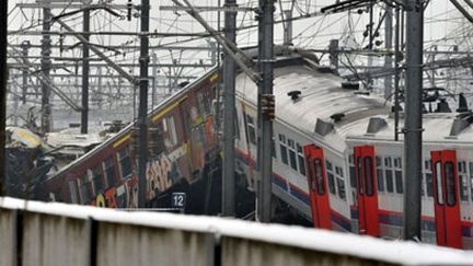 Train accidenté en Belgique, le 15 février 2010 (AFP - Georges Gobet)