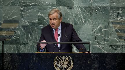 Le secrétaire générale de l'ONU, Antonio Guterres, le 20 septembre 2022 à New-York. (ANNA MONEYMAKER / GETTY IMAGES NORTH AMERICA / AFP)