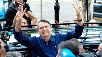 À Rio, le jour du premier tour, Jair Bolsonaro se voyait déjà en haut de l'affiche (7 octobre 2018)
 (Chine Nouvelle / Sipa)