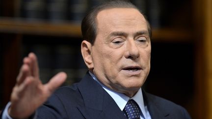 L'ancien pr&eacute;sident du Conseil italien, Silvio Berlusconi, en conf&eacute;rence de presse le 25 mai 2012, &agrave; Rome (Italie). (FILIPPO MONTEFORTE / AFP)