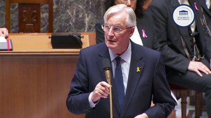 Le Premier ministre, Michel Barnier, lors des questions au gouvernement, face aux députés, le 8 octobre 2024. (LCP)