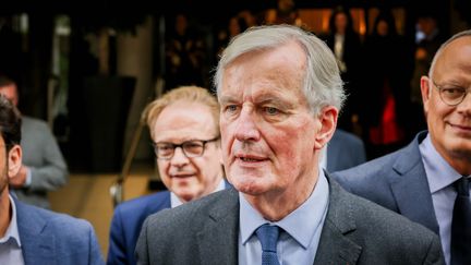 Le nouveau Premier ministre Michel Barnier à Reims (Marne), lors d'un congrès du parti Horizons, le 11 septembre 2024. (AUR?LIEN LAUDY / MAXPPP)