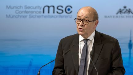 Le ministre de la Défense, Jean-Yves Le Drian, le 12 février 2016 à Munich (Allemagne). (SVEN HOPPE / DPA / AFP)