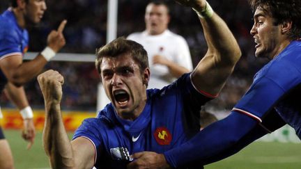 Le Fran&ccedil;ais Vincent Clerc apr&egrave;s son essai contre l'Angleterre, en quarts de finale de la Coupe du monde, le 8 octobre 2011 &agrave; Auckland (Nouvelle Z&eacute;lande).&nbsp; (STEFAN WERMUTH / REUTERS)