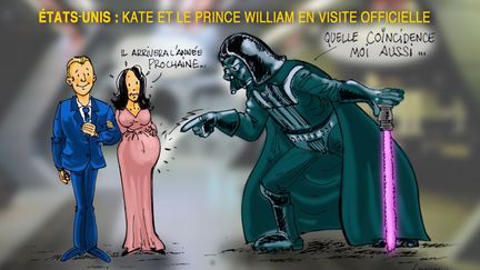 Le couple princier britannique William et Kate se trouve en visite aux Etats-Unis. Dans le même temps est annoncé, sur les écrans américains, un nouvel épisode de la saga Star Wars. Question : le héros Dark Vador va-t-il renaître de ses cendres? (Franck Pucques)