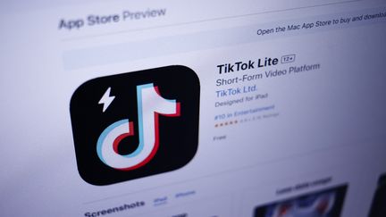 The logo of the Chinese social network application TikTok Lite displayed in the Apple App Store, in Paris, April 11, 2024. (KIRAN RIDLEY / AFP)