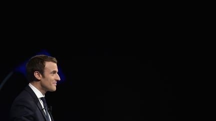 Emmanuel Macron en meeting à Nantes, le 19 avril 2017. (JEAN-SEBASTIEN EVRARD / AFP)