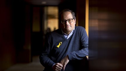 Joaquim Torra pose à Barcelone (Espagne), le 10 mai 2018. (MIQUEL LLOP / NURPHOTO / AFP)